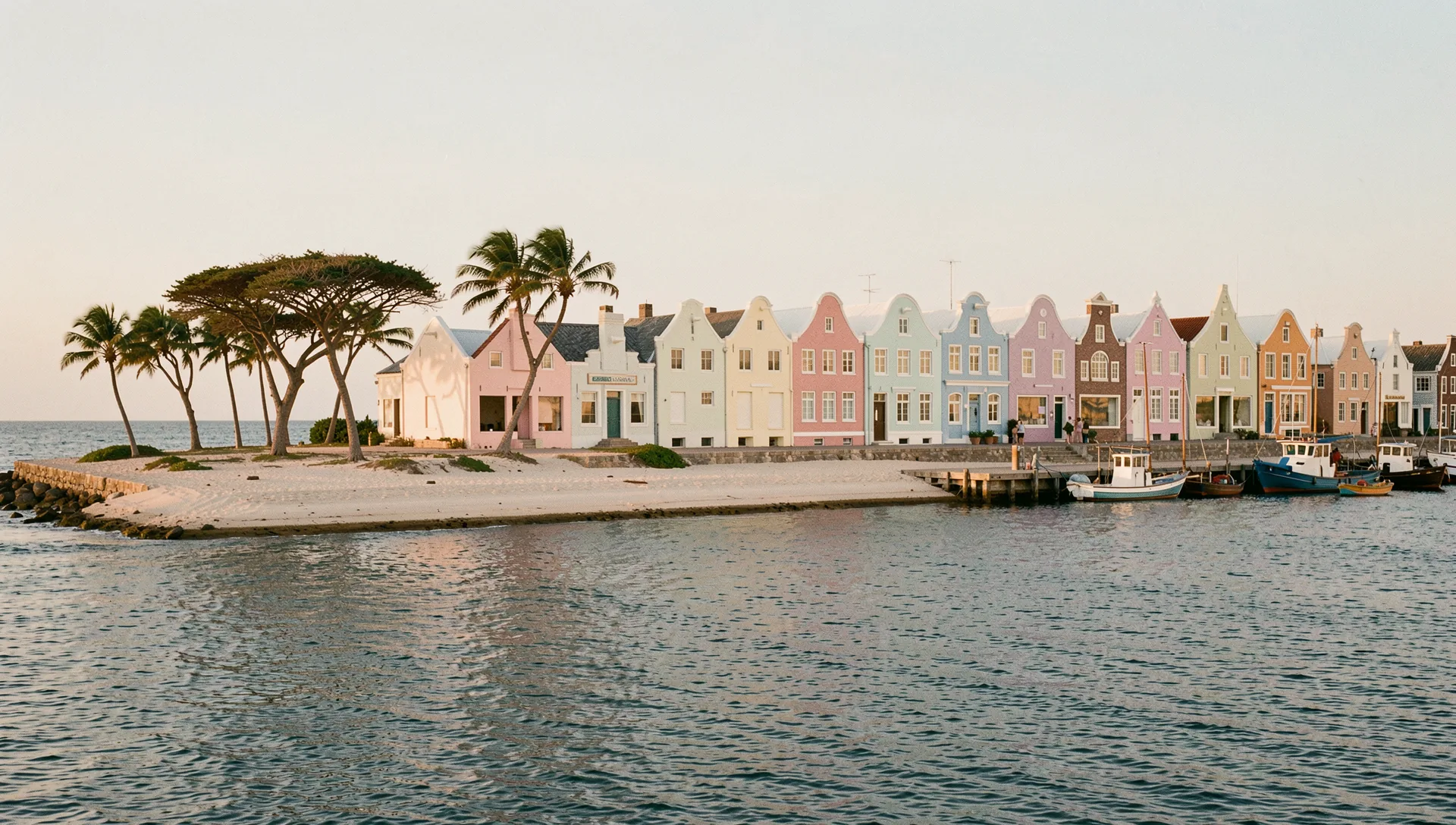 Aruba, Aruba, seen from the water at golden hour