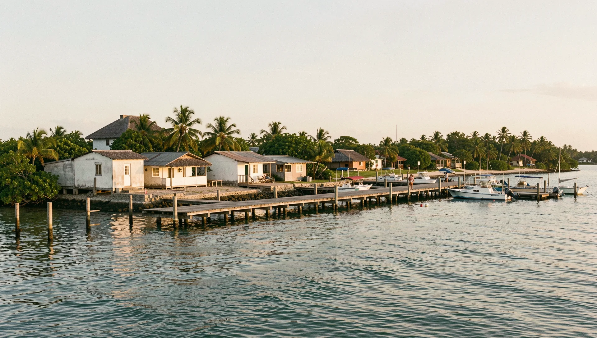Costa Maya, Mexico, seen from the water at golden hour