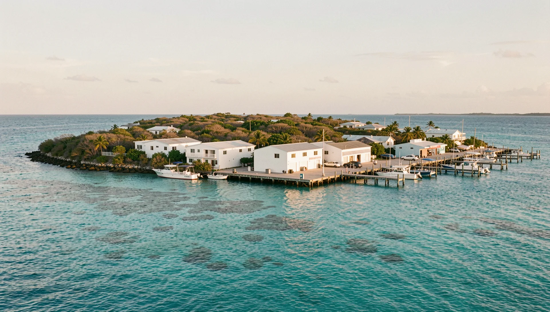 Cozumel, Mexico, seen from the water at golden hour