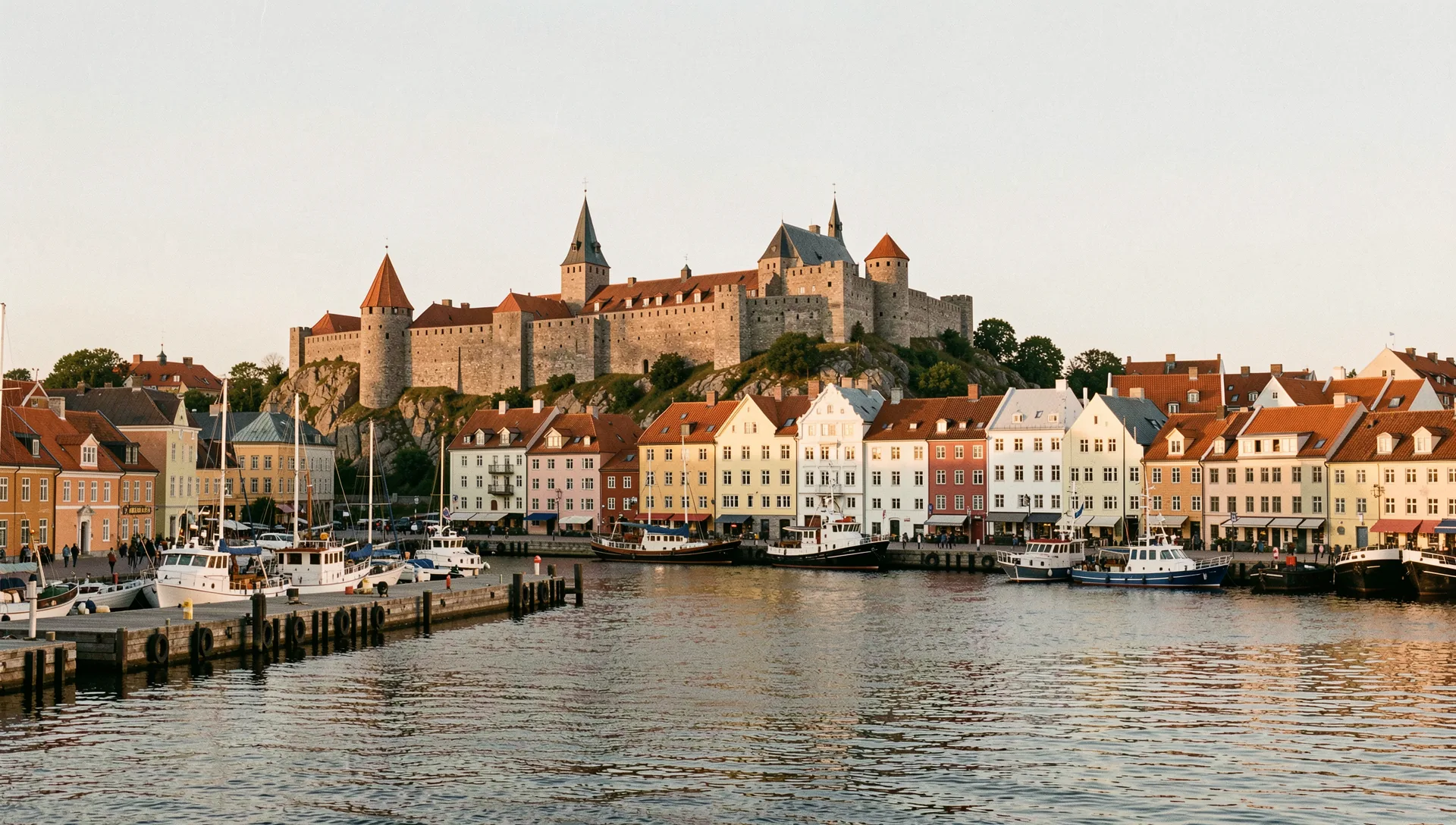Tallinn, Estonia, seen from the water at golden hour