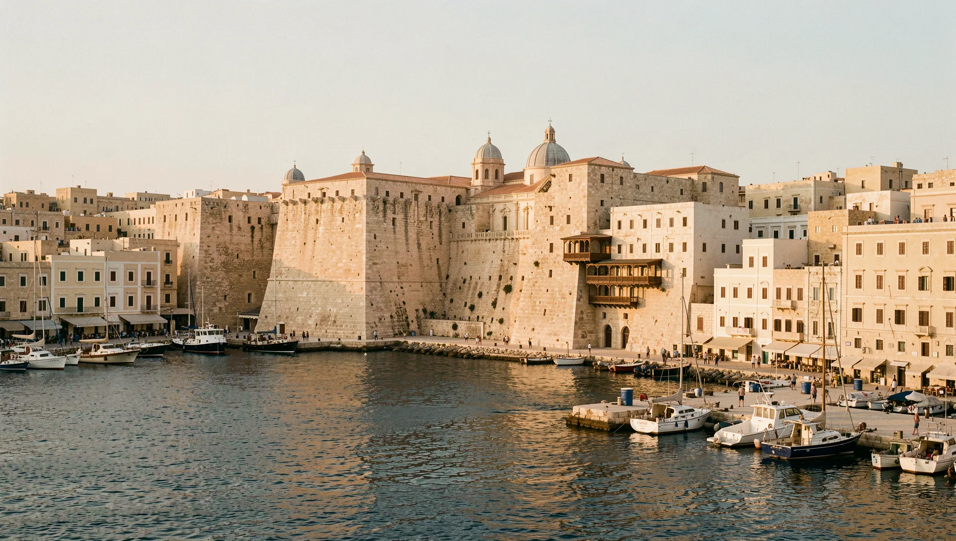 Valletta, Malta, seen from the water at golden hour